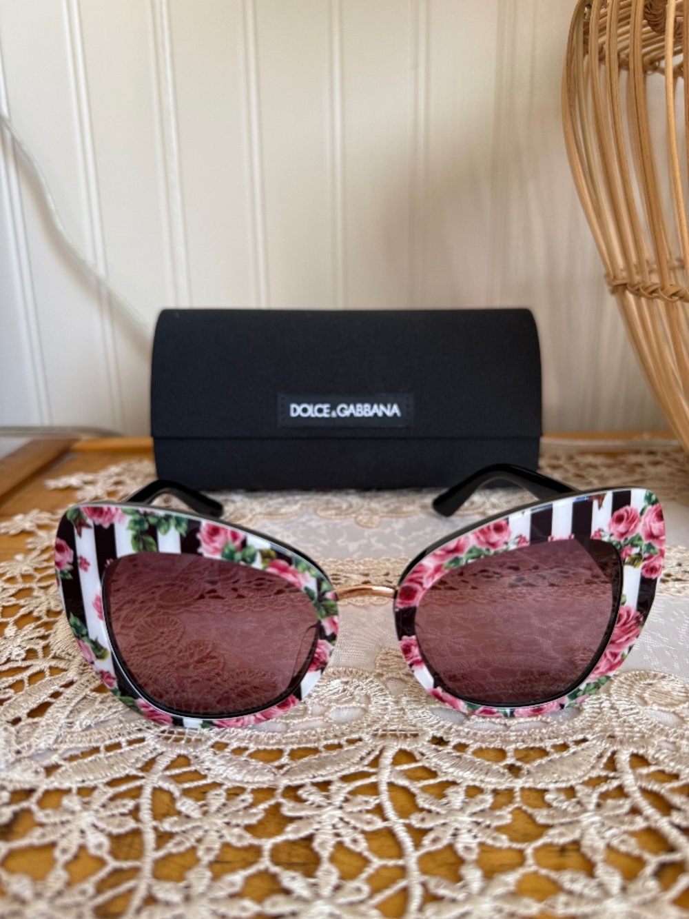 Dolce & Gabana floral sunglasses w/ case